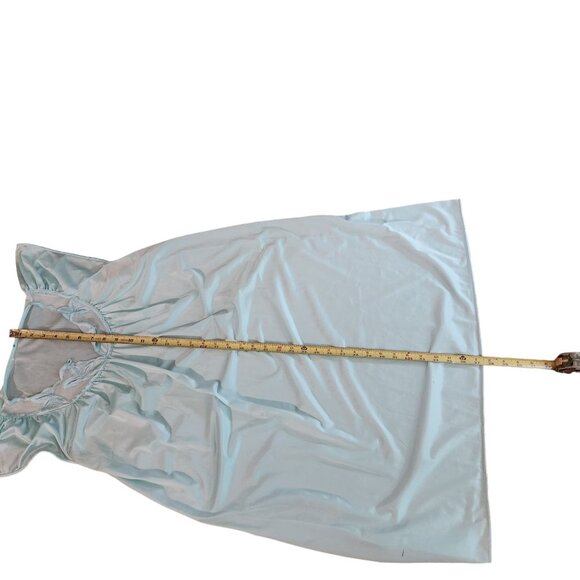 Vintage Light Blue Nightgown With Embroidered Neckline & Flutter Sleeves - Picture 5 of 11